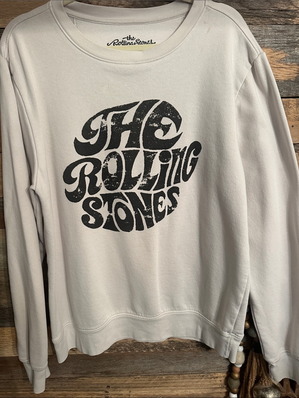 The Rolling Stones Cream Crewneck Sweatshirt with Black Logo
